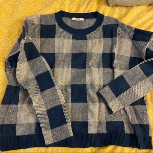 Madewell Blue and White Checkered Sweater